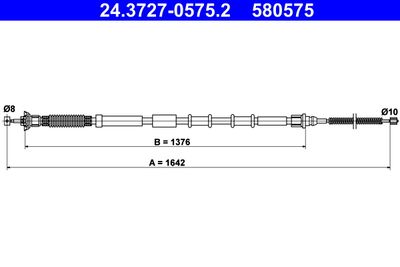 Тросик, cтояночный тормоз ATE 24.3727-0575.2 для FIAT GRANDE