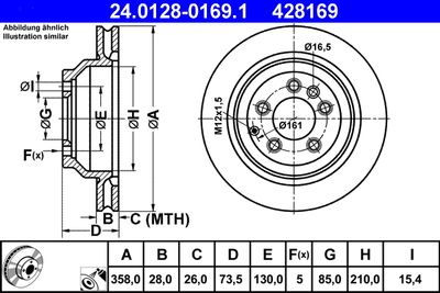 ATE 24.0128-0169.1 Тормозные диски  для AUDI Q7 (Ауди Q7)