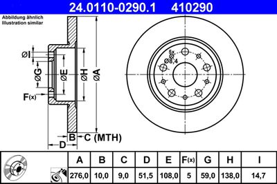 Тормозной диск ATE 24.0110-0290.1 для LANCIA KAPPA