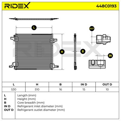 кондензатор, климатизация RIDEX 448C0193