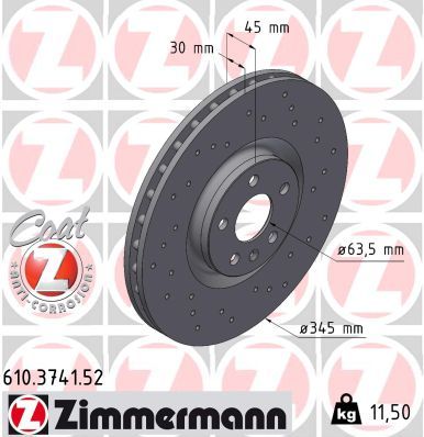спирачен диск ZIMMERMANN 610.3741.52