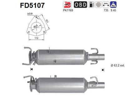 Filtr sadzy / filtr cząstek stałych, układ wydechowy AS FD5107