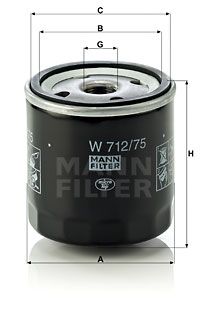 Масляный фильтр MANN-FILTER W 712/75 для DAEWOO LANOS