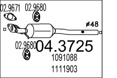 MTS 04.3725 Катализатор  для OPEL VECTRA C универсал (Z02) 2.0 DTI (F35)
