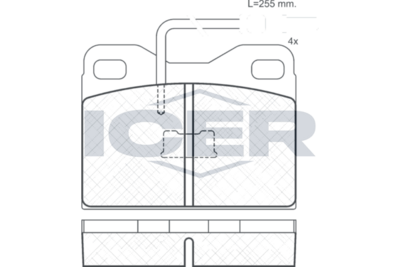 комплект спирачно феродо, дискови спирачки ICER 180408