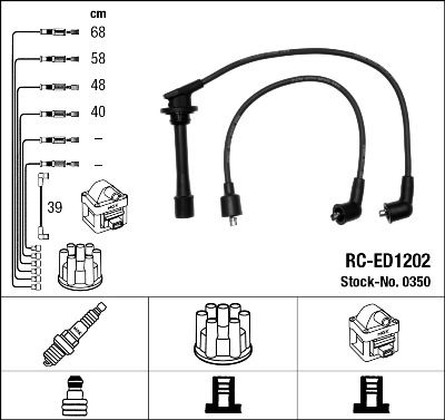 Комплект проводов зажигания NGK 0350 для DAIHATSU FEROZA