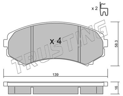 Комплект тормозных колодок, дисковый тормоз TRUSTING 414.0 для MITSUBISHI GRANDIS