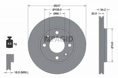 Tarcza hamulcowa PAGID 52512NC