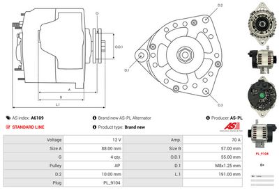 GENERATOR / ALTERNATOR AS-PL A6109 4