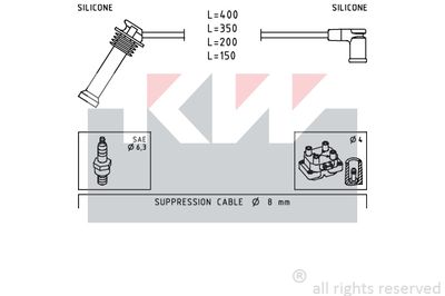 Комплект проводов зажигания KW 358 242 для FORD KA+
