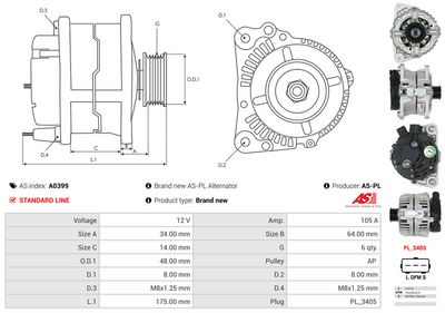 GENERATOR / ALTERNATOR AS-PL A0399 4