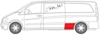 Fender reparatieset Achter Links (Voor, lang model) past: MERCEDES VITO / VIANO W639 09.03-10.10