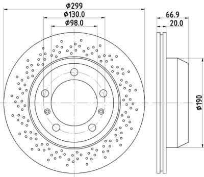 Тормозной диск HELLA 8DD 355 120-221 для PORSCHE 718