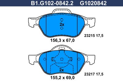GALFER B1.G102-0842.2 Тормозные колодки и сигнализаторы  для RENAULT WIND (Рено Wинд)