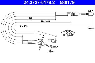 Cable Pull, parking brake 24.3727-0179.2