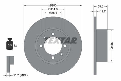 Тормозной диск TEXTAR 92027600 для SAAB 90