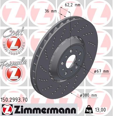Tarcza hamulcowa ZIMMERMANN 150.2993.70