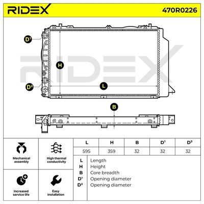 радиатор, охлаждане на двигателя RIDEX 470R0226