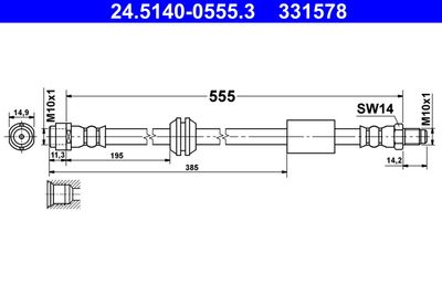 Тормозной шланг ATE 24.5140-0555.3 для MERCEDES-BENZ R-CLASS