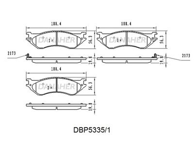 Комплект тормозных колодок, дисковый тормоз DANAHER DBP5335/1 для FORD USA EXPEDITION