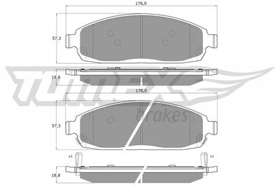 Комплект тормозных колодок, дисковый тормоз TOMEX Brakes TX 15-52 для JEEP COMMANDER