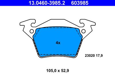 Комплект тормозных колодок, дисковый тормоз ATE 13.0460-3985.2 для MERCEDES-BENZ V-CLASS