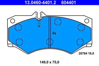 Комплект тормозных колодок, дисковый тормоз ATE 13.0460-4401.2 для MERCEDES-BENZ T2/LN1