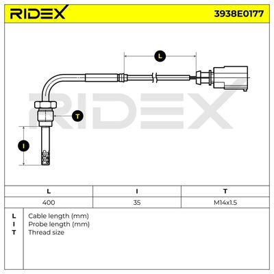 датчик, температура на изгорелите газове RIDEX 3938E0177
