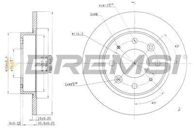 Тормозной диск BREMSI CD7395S для KIA CLARUS