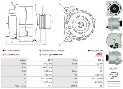 GENERATOR / ALTERNATOR AS-PL A2087S 4