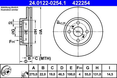 Тормозной диск ATE 24.0122-0254.1 для TOYOTA RACTIS
