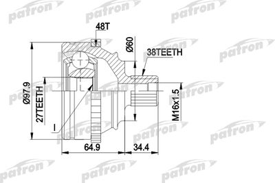 Шарнирный комплект, приводной вал PATRON PCV1229 для VW TRANSPORTER