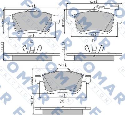 Комплект тормозных колодок, дисковый тормоз FOMAR Friction FO 894881 для FIAT DOBLO