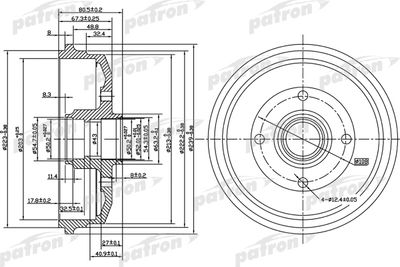 Тормозной барабан PATRON PDR1057 для FORD ORION