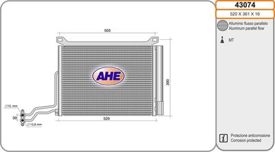 AHE 43074 Радіатор кондиціонера 