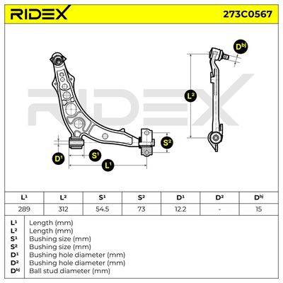 носач, окачване на колелата RIDEX 273C0567