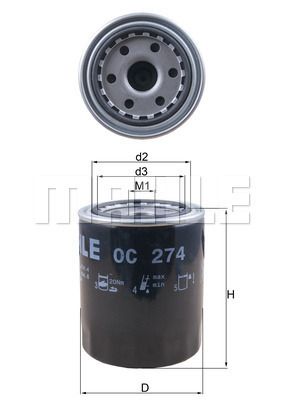 Масляный фильтр MAHLE OC 274 для HYUNDAI PORTER