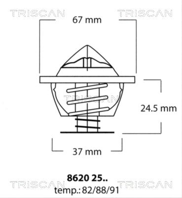 Термостат, охлаждающая жидкость TRISCAN 8620 2591 для AUDI QUATTRO