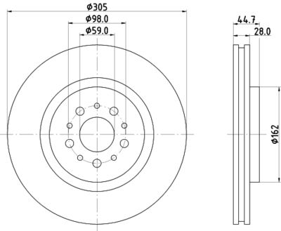Тормозной диск HELLA 8DD 355 106-171 для ALFA ROMEO SPIDER