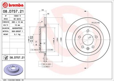 BREMBO Bremsscheibe PRIME LINE - UV Coated (08.D757.21)