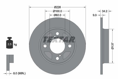 Тормозной диск TEXTAR 92303603 для SUZUKI BALENO