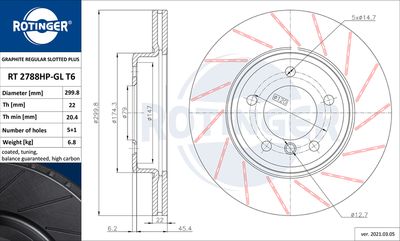 спирачен диск ROTINGER RT 2788HP-GL T6