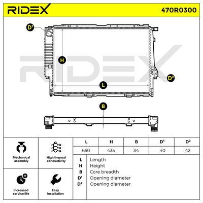 радиатор, охлаждане на двигателя RIDEX 470R0300