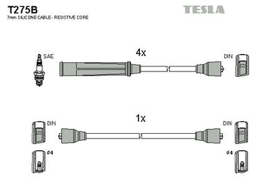 комплект запалителеи кабели TESLA T275B