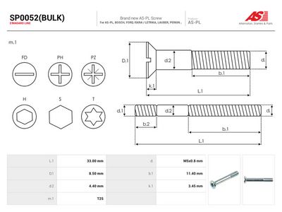 Remkomplekts, Ģenerators AS-PL SP0052(BULK)