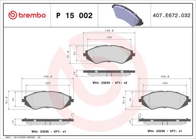 BREMBO Remblokkenset, schijfrem PRIME LINE (P 15 002)