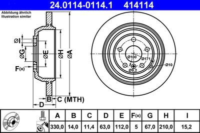 Тормозной диск ATE 24.0114-0114.1 для MERCEDES-BENZ R-CLASS