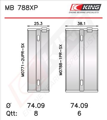 Комплект черупки на лагера на коляновия вал KING MB 788XP 020