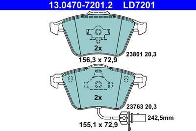 Комплект тормозных колодок, дисковый тормоз 13.0470-7201.2