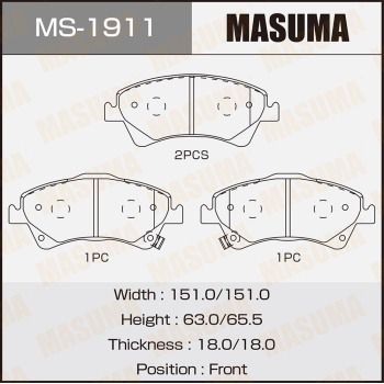 Комплект тормозных колодок MASUMA MS-1911 для TOYOTA AURIS